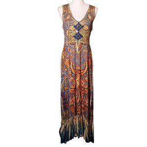 Apt 9 Y2K Sleeveless Multi Floral Empire Waist Maxi Dress Chest Embellishment, S